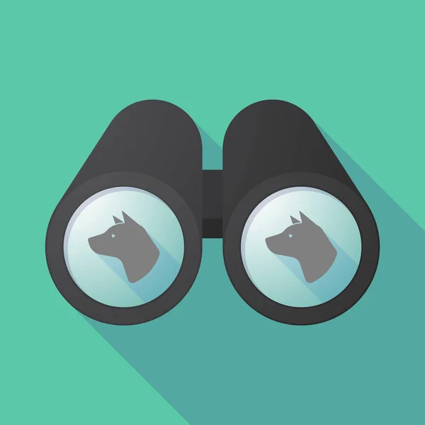Long shadow binoculars with  a dog head — Stock Vector