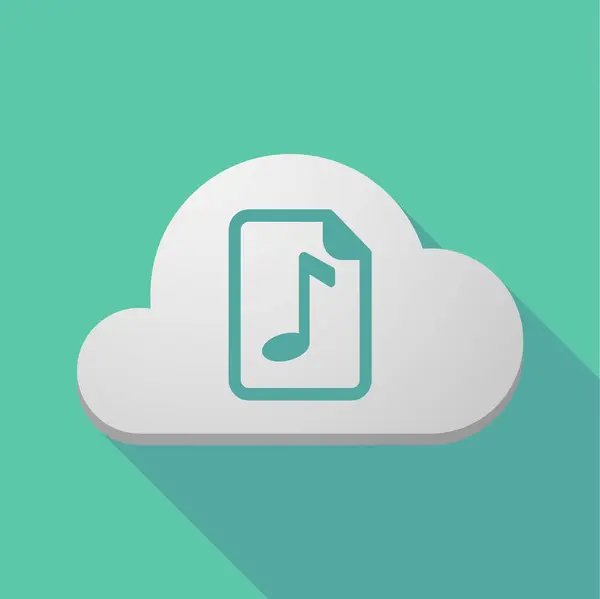 Long shadow cloud with  a music score icon — Stock Vector