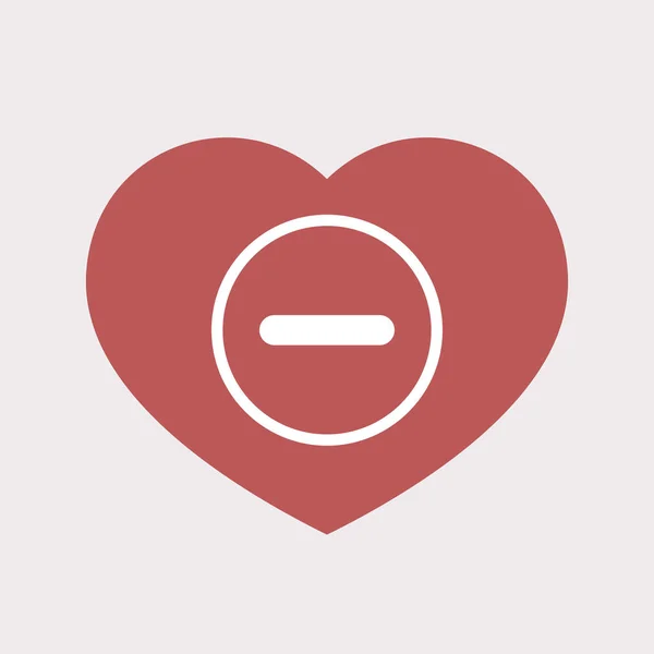 Coeur isolé avec signe de soustraction — Image vectorielle