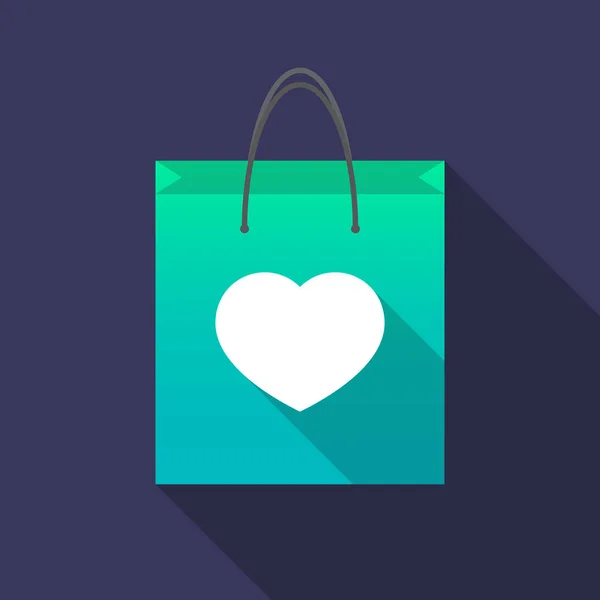 Long shadow shopping bag with a heart — Stock Vector