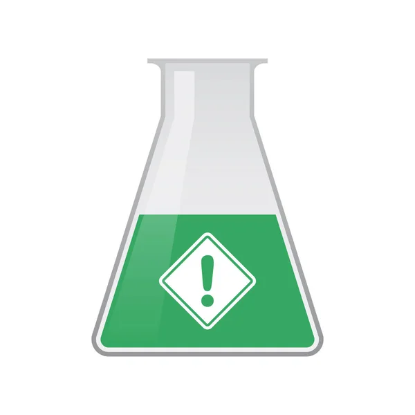Bir uyarı yol işareti ile izole kimyasal şişesi — Stok Vektör