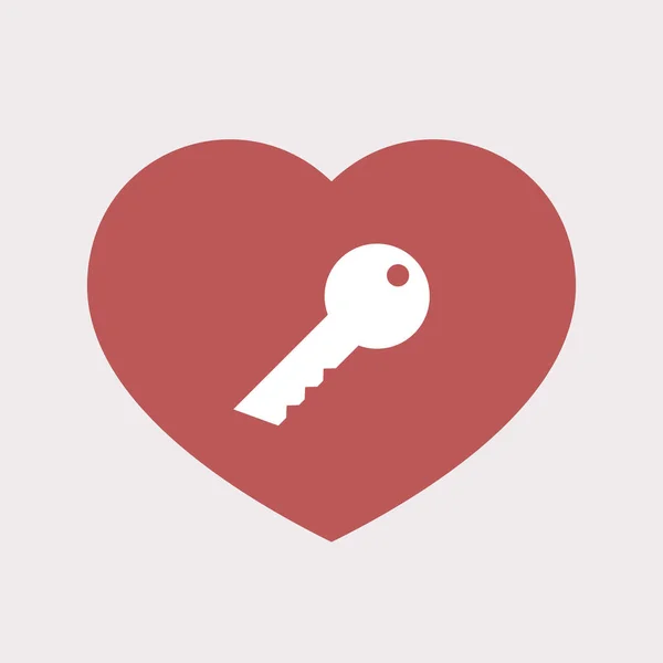 Isolated heart with a key — Stock Vector