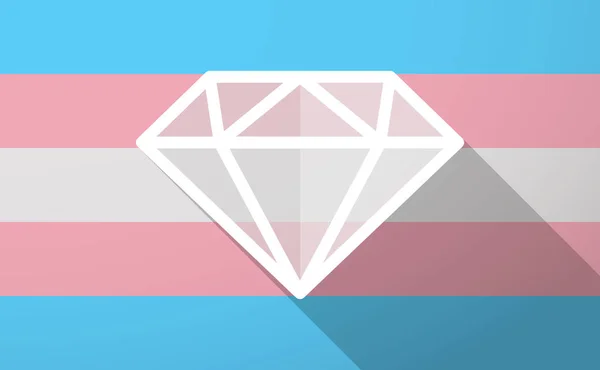 Sombra larga bandera de género trans con un diamante — Archivo Imágenes Vectoriales