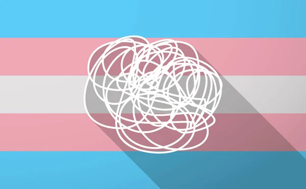 Langer Schatten Transgender-Flagge mit einem Doodle — Stockvektor