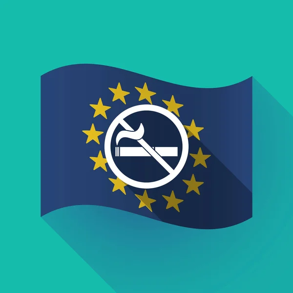 长阴影欧盟旗帜与禁止吸烟标志 — 图库矢量图片