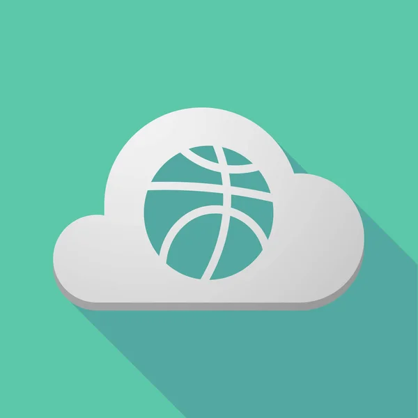 Nube de sombra larga con una pelota de baloncesto — Vector de stock