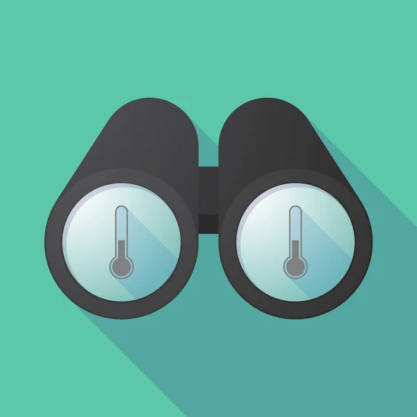 長い影の温度計のアイコン付きの双眼鏡 — ストックベクタ