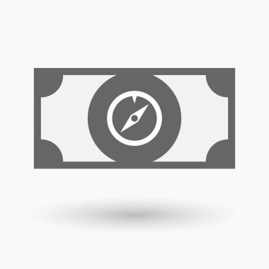 Bir pusula ile izole banknot