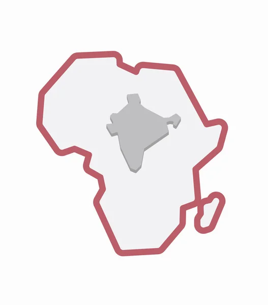 Mappa dell'Africa isolata con una mappa dell'India — Vettoriale Stock