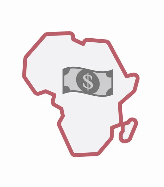 Isolerade Afrika karta med en dollar sedel — Stock vektor