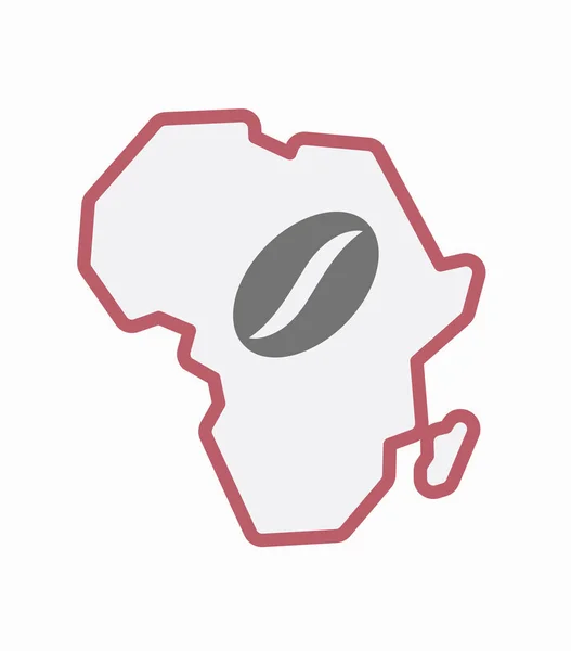 Geïsoleerde Afrika kaart met een koffieboon — Stockvector