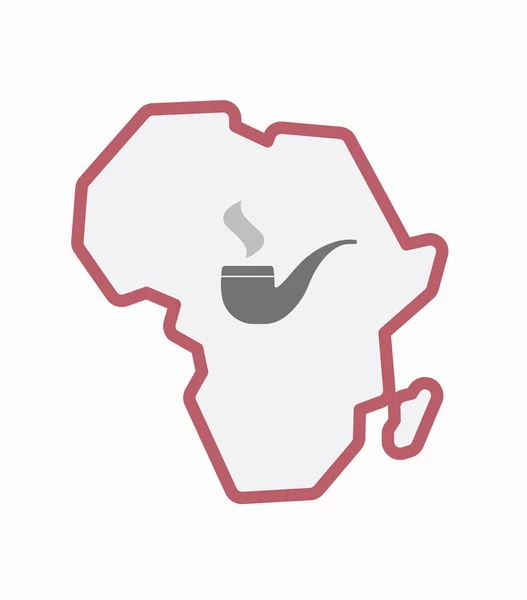 Isolerade Afrika karta med en röka pipa — Stock vektor