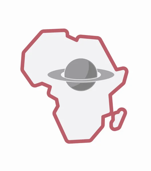 Mappa Africa isolata con il pianeta Saturno — Vettoriale Stock