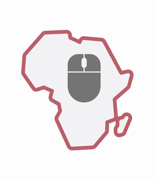 Izolovaná mapa Afriky s bezdrátovou myší — Stockový vektor