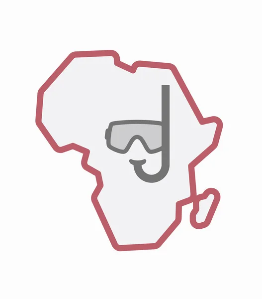 İzole Afrika harita ile bir dalış koruyucu gözlük — Stok Vektör