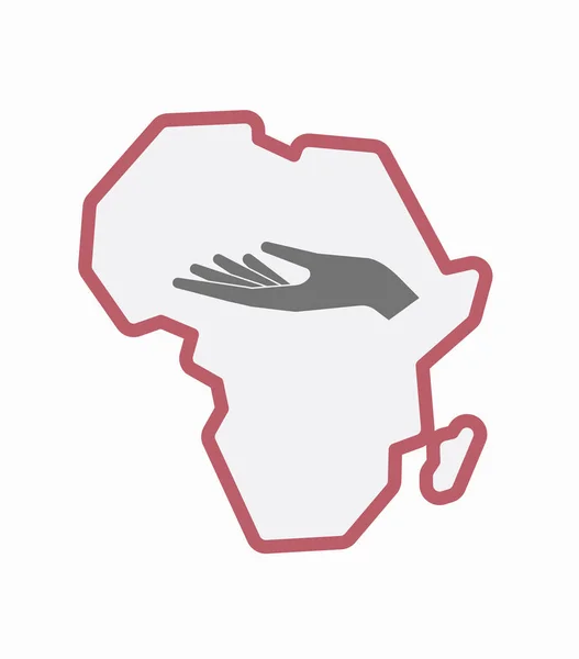 Mapa isolado da África com uma oferta de mão — Vetor de Stock