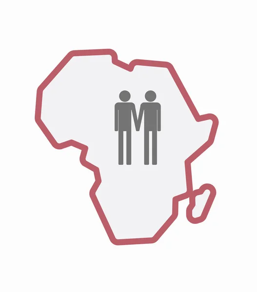 Isolato Africa mappa con un gay coppia pittogramma — Vettoriale Stock