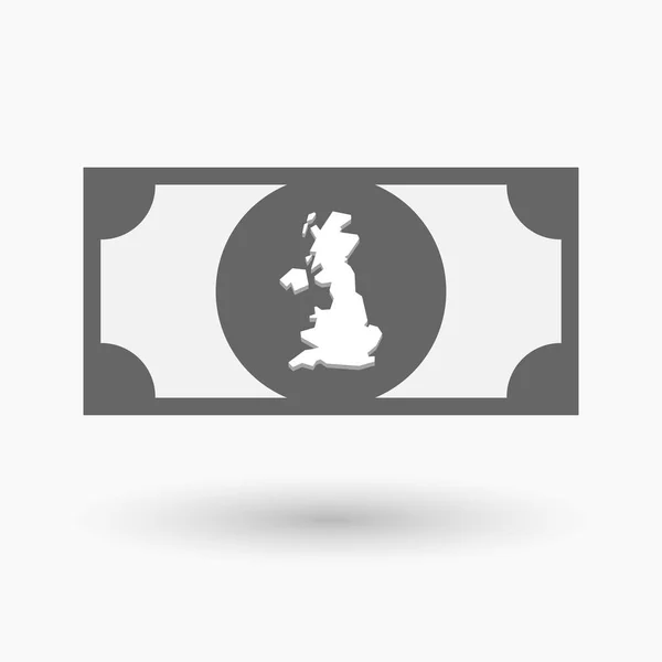 Nota bancária isolada com um mapa do Reino Unido — Vetor de Stock