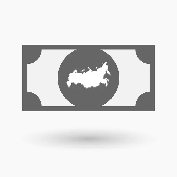 Geïsoleerde bankbiljet met een kaart van Rusland — Stockvector