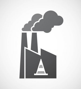 Bir yol koni ile izole fabrika