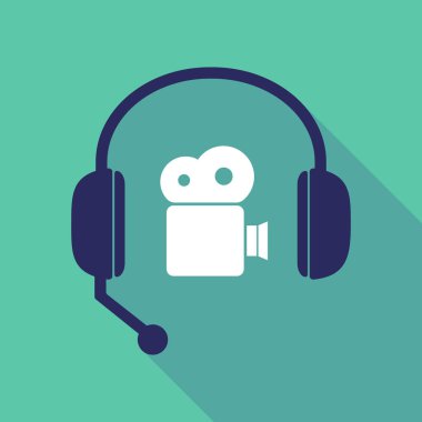 Uzun bir film kamerası ile gölge kulaklık