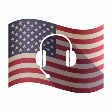 Telefon aygıt izole ABD bayrağı bir eliyle ücretsiz