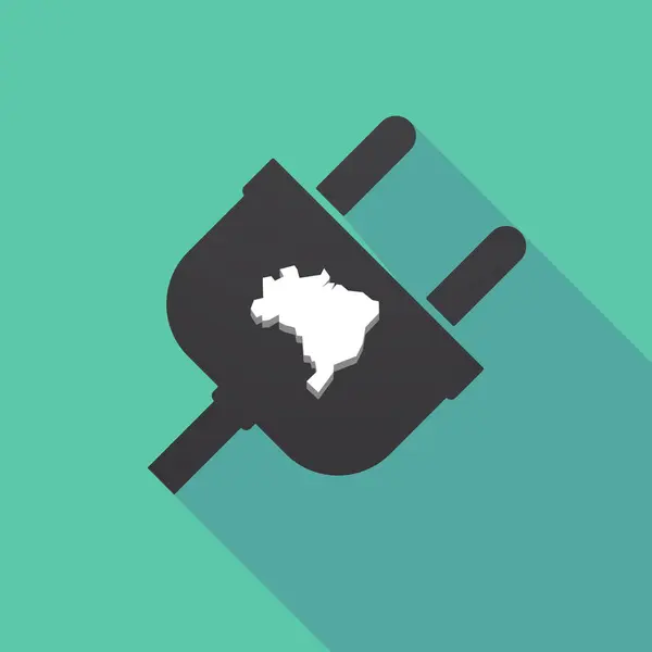 Lange schaduw plug met een kaart van Brazilië — Stockvector
