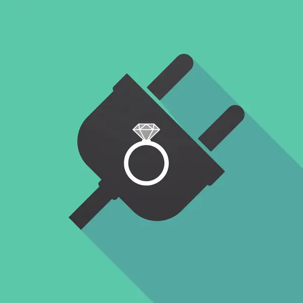 Tappo ombra lungo con anello di fidanzamento — Vettoriale Stock