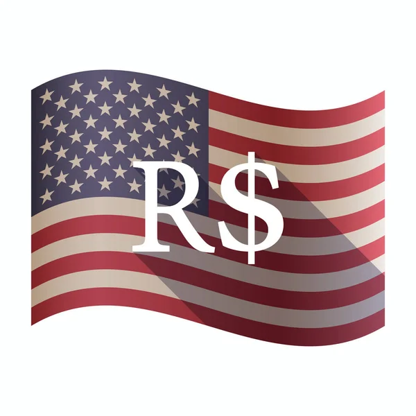 Изолированный флаг США с бразильским знаком реальной валюты — стоковый вектор