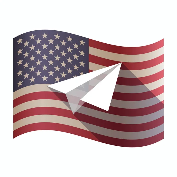 Isolerade Usa flagga med ett pappersplan — Stock vektor