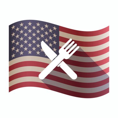 Bir bıçak ve çatal ile izole ABD bayrağı