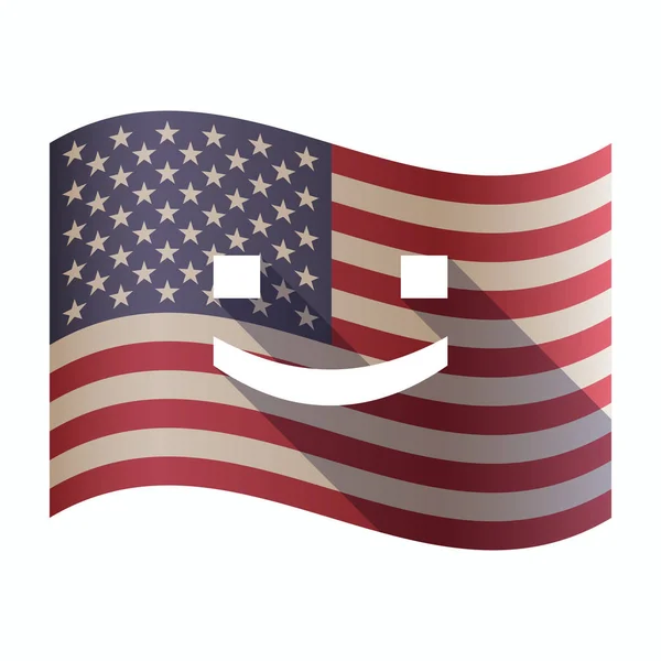 미소 텍스트 얼굴로 고립 된 미국 국기 — 스톡 벡터