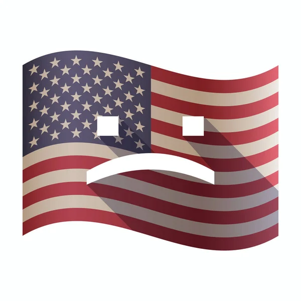 슬픈 텍스트 얼굴로 고립 된 미국 국기 — 스톡 벡터