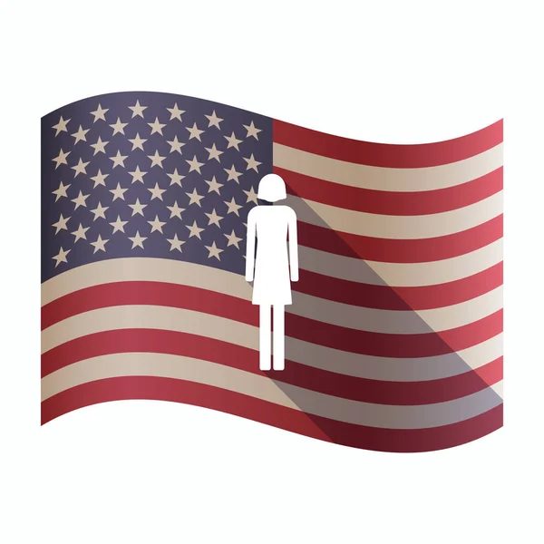 Bandiera USA isolata con pittogramma femminile — Vettoriale Stock