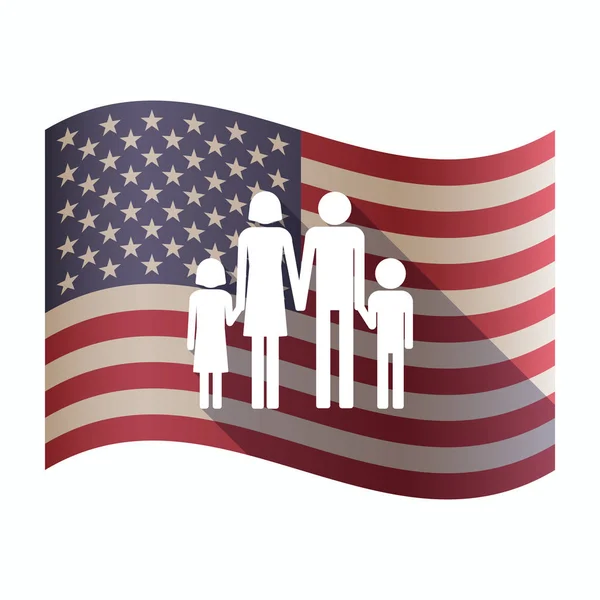 Isolated  USA flag with a conventional family pictogram — Stock Vector