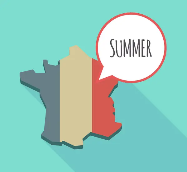 Langer Schatten Frankreich Karte mit dem Text Sommer — Stockvektor