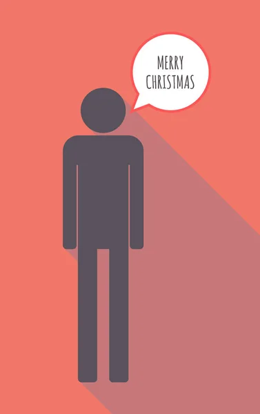 Long shadow male pictogram with    the text MERRY CHRISTMAS — Stock Vector