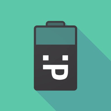 Bir dil metin yüz yapışmasını ile uzun gölge pil