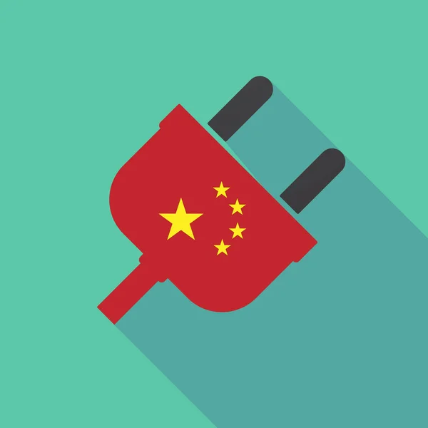 Plug de sombra larga con el símbolo de la bandera de china de cinco estrellas — Vector de stock