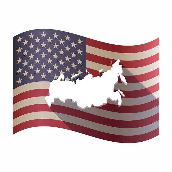 Ізольована Прапор США з картою, Росія — стоковий вектор