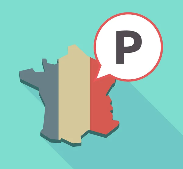 Ombre longue France carte avec la lettre P — Image vectorielle