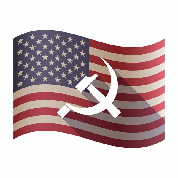 Vereinzelte US-Flagge mit kommunistischem Symbol — Stockvektor