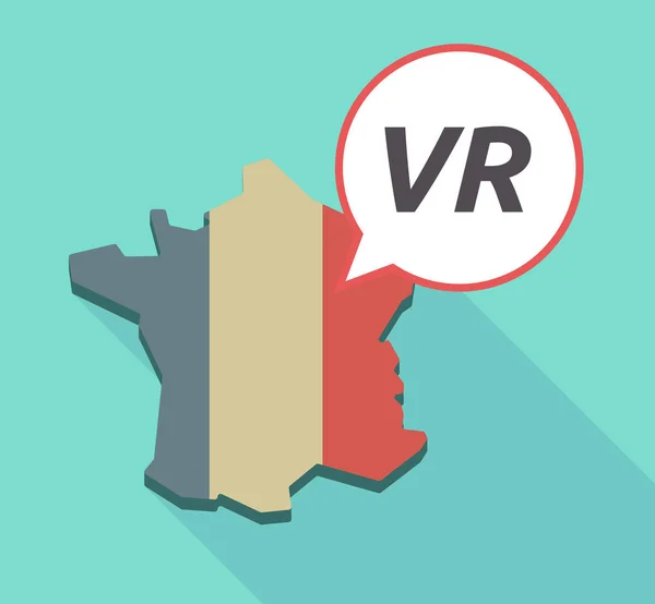 Långa skugga Frankrike karta med virtuell verklighet förkortningen Vr — Stock vektor