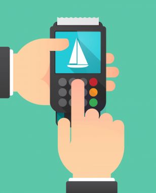 Uzun gölge dataphone bir gemi ile