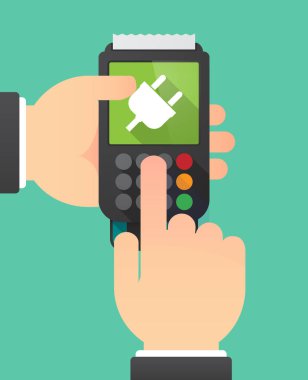 Uzun gölge dataphone bir fiş ile