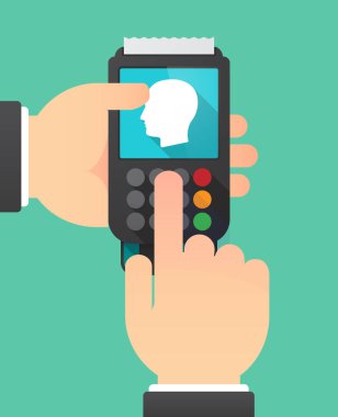 Uzun gölge dataphone bir erkek başı