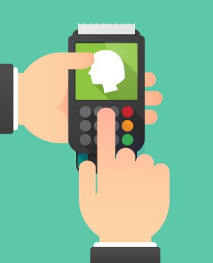 Uzun gölge dataphone bir kadın kafa ile