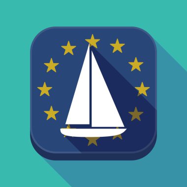 Uzun gölge AB kare düğme bir gemi ile