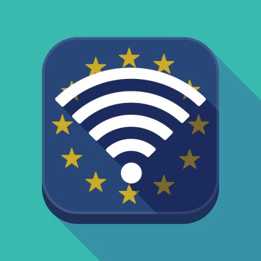 Uzun gölge AB kare düğme radyo sinyal işaretiyle