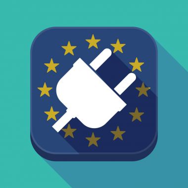 Uzun gölge AB kare düğme bir fiş ile